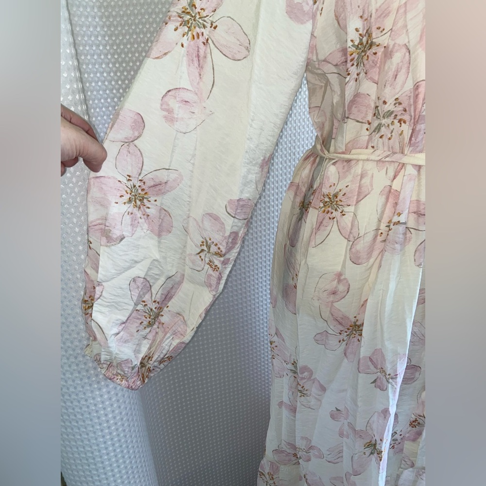 H&M maxi TIE-BELT floral summer DRESS WITH BUTTONS size small NWT - Picture 6 of 14